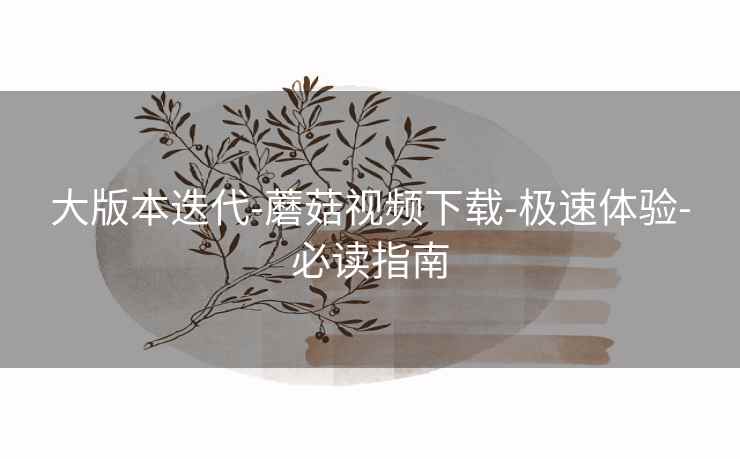 大版本迭代-蘑菇视频下载-极速体验-必读指南